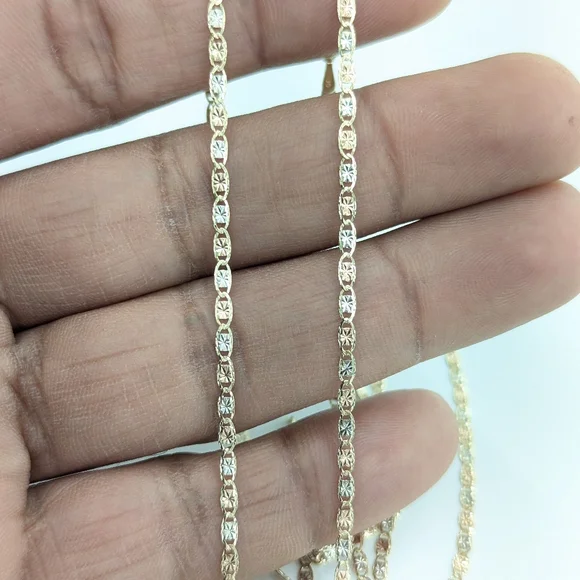 10kt Real Gold Tricolor Valentino chain 2.2 mm 20 inches